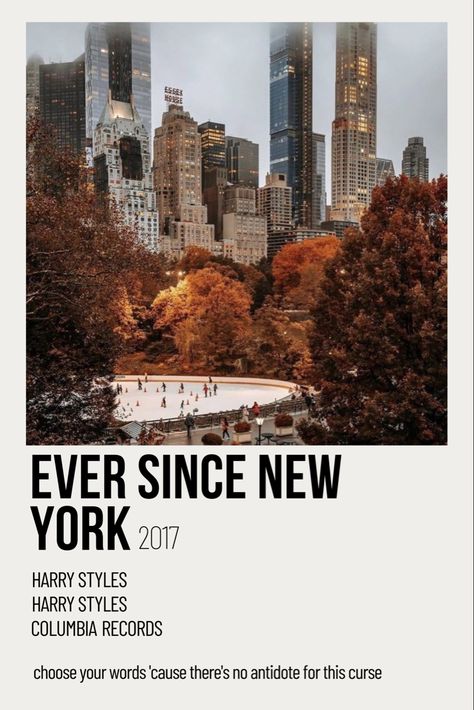 Ever since New York harry styles poster New York Central Park fall Ever Since New York Poster Harry Styles, Harry Styles Ever Since New York, Ever Since New York Aesthetic Harry Styles, Alternative Minimalist Album Covers Harry Styles, Ever Since New York Harry Styles, Ever Since New York Poster, Harry Styles Minimalist Poster, Music Polaroid, Ever Since New York