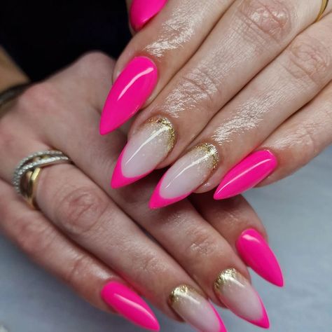 Step into the spotlight with Pink Neon Nails, ensuring your fingertips capture attention wherever you go.Pink Neon Nails are a bold choice that brighten up any look with their electrifying glow. Fluorescent Pink Nails Neon, Neon Pink Stiletto Nails, Pink Stiletto Nails, Neon Pink Nails, Neon Nail Polish, Bright Summer Nails, Hot Pink Nails, Fantasy Nails, Summer Manicure