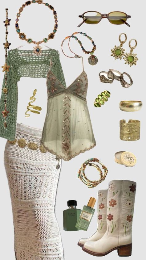 Summer Outfits Earthy, Folk Festival Outfits, Earthy Girl Outfits, Soft Hippie Aesthetic, Bohemian Aesthetic Outfit, Modern Hippie Outfits, Bohemian Baddie, Hippie Aesthetic Outfit, Earthy Aesthetic Outfits