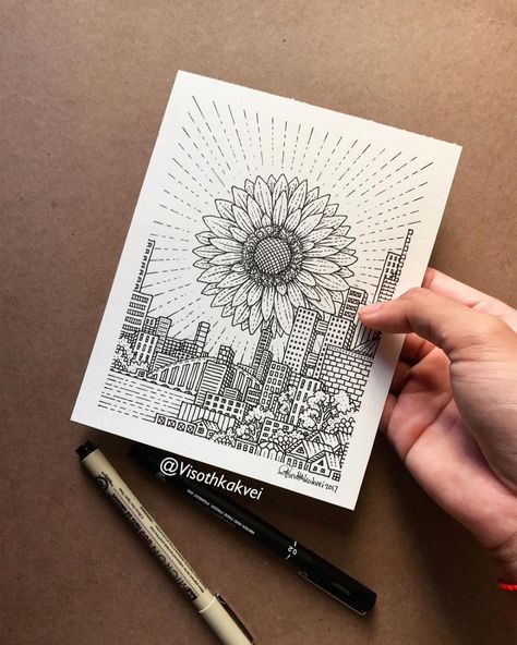 Visothkakvei (@visothkakvei) • Instagram photos and videos Micron Pen Art, Micron Pen, Doodle Art Journals, Pen Art Drawings, Zen Doodle Art, Mandala Art Lesson, Pencil Sketches, Art Painting Gallery, Mandala Design Art