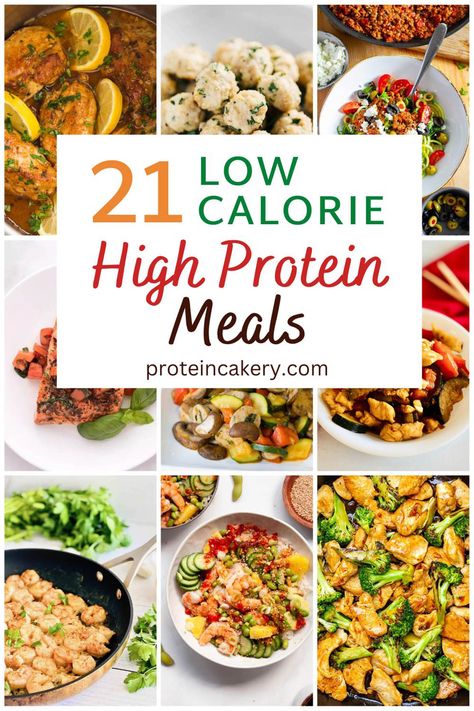 Low calorie high protein meals can be easy and delicious! Try these 21 recipes for quick, high protein meal prep. Low Calorie High Protein Meals, Easy Nutritious Meals, High Protein Recipes Dinner, Protein Dinner Recipes, Low Calorie Lunches, Low Calorie High Protein, High Protein Meals, Low Carb High Protein, High Protein Dinner