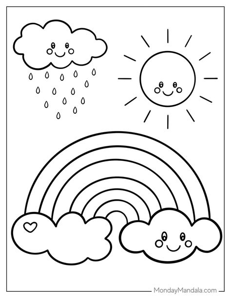 Colour Sheet Art, April Coloring Pages For Kids, Rainbow Colouring Pages Free Printables, Coloring Templates Free Printable, Colouring Pages For Preschoolers, Printable Art For Kids, Coloring Sheets For Elementary, Coloring Pages For Toddlers Free Printable, Drawing Sheets For Colouring