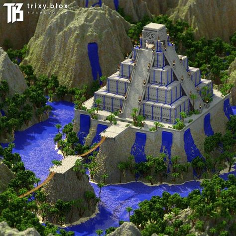 Minecraft Aztec House, Minecraft Ancient City Ideas, Minecraft Temple Design, Minecraft Pyramid Base, Aztec Minecraft Build, Minecraft Aztec Temple, Minecraft Aztec Builds, Jungle City Minecraft, Minecraft Pyramid Design