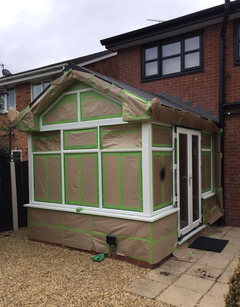 Spraying A UPVC Conservatory Interior | Rossendale | Lancashire Painted Upvc Conservatory, Painting Conservatory, Conservatory Interior, Upvc Windows, Window Frame, Local Area, Spray Painting, Show Up, Spray Paint