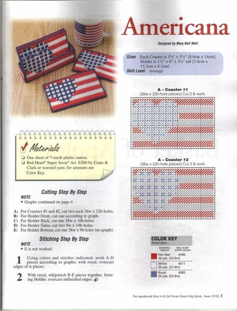 Americana Coasters 1/2 Needlepoint Coasters, Fun Family Christmas Games, Plastic Canvas Books, Patriotic Wall, Plastic Canvas Coasters, Plastic Canvas Ornaments, Earrings Patterns, Crochet Earrings Pattern, Plastic Canvas Tissue Boxes