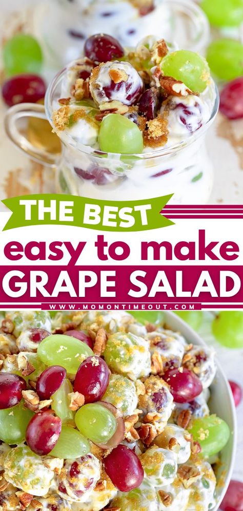 Chicken Salad Chick Grape Salad, Grape Salad With Cream Cheese, Easy Grape Salad, Candied Grapes Recipe, Grape Salad Recipe, Fruit Salad Easy, Summer Salads With Fruit, Grape Salad, Salad Toppings