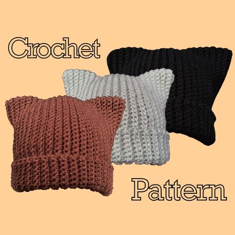 Kat Haken, Cat Ear Beanie, Chat Crochet, Ear Beanie, Cat Eared Beanie, Crochet Mignon, Confection Au Crochet, Bonnet Crochet, Beginner Crochet Projects