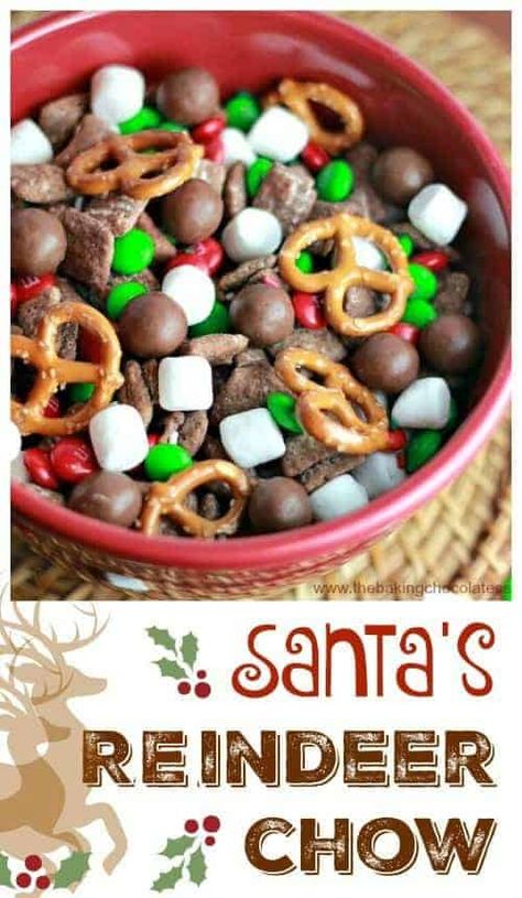 Raindeer Chow, Snack Christmas, Reindeer Chow, Reindeer Treats, Chow Recipe, Santa's Reindeer, Holiday Snacks, Puppy Chow, Chex Mix