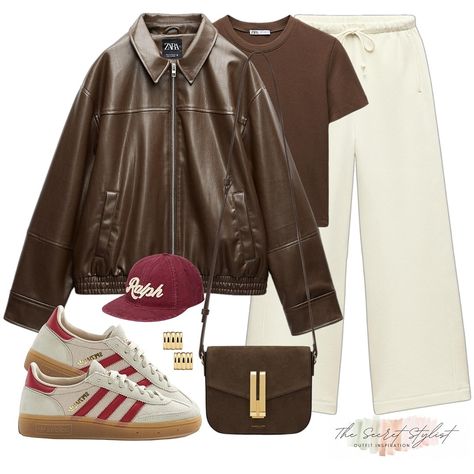 Brown Sweatpants Outfits, Brown Jacket Outfit, Classic Work Outfits, Brown Sweatpants, Sweatpants Outfits, Sets Outfit, Wardrobe Sets, Classy Prom Dresses, Brown Outfit