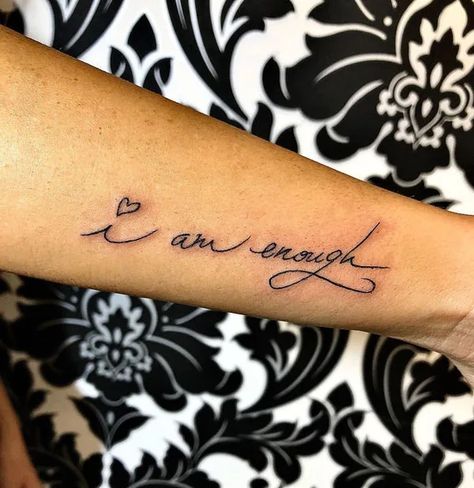 112 Energetic “I Am Enough” Tattoos To Fight Back Against Self Doubt Tattoo Ideas I Am Enough, Lotus Flower I Am Enough Tattoo, I Am Worthy Tattoos For Women, More Than Enough Tattoo, Im Enough Tattoo, Worthy Tattoos For Women, You Are Enough Tattoo, I Am Enough Tattoo, Enough Tattoo