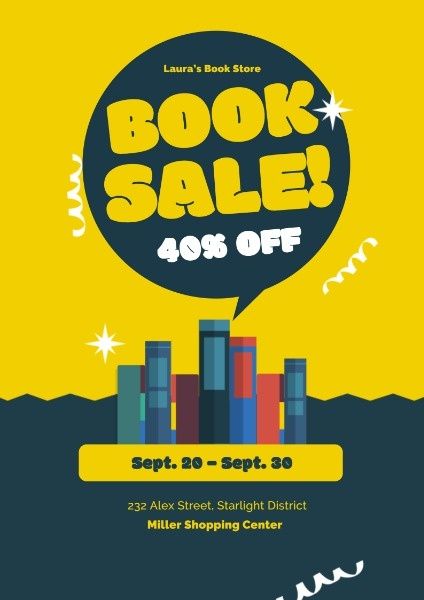 How to design book sales poster with a big discount! Bookstore Poster Design, Book Sale Poster Design, Sales Poster, Sales Template, Classroom Management Techniques, Back To School Sale, Poster Idea, Book Cover Design Inspiration, Book Poster