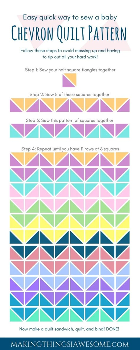 Chevron Quilt Pattern - Quilt Patterns for Beginners! - Making Things is Awesome Chevron Quilt Pattern, Quilt Care, Beginner Quilt Patterns, Beginner Sewing Projects Easy, Patchwork Quilt Patterns, Nine Patch, Chevron Quilt, Quilting For Beginners, Quilting Patterns