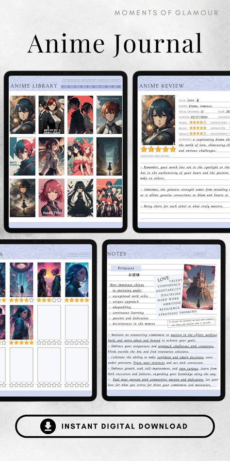 Digital Anime Journal Template Anime Checklist Anime Watchlist Digital Planner Anime to Watch Tracker Digital Anime Review Pdf Plan to Watch - Etsy Lithuania Anime Checklist, Template Anime, Anime Watchlist, Anime To Watch, Anime Journal, Anime Reviews, Journal Digital, Journal Template, Anime Gifts