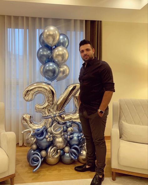 Men Balloon Bouquet, Man Balloon Bouquet, Birthday Balloons Ideas, Ballon Buquet, Blue Balloon Bouquet, Diy Balloon Bouquet, Bouquet Balloons, Man Bouquet, Balloons Ideas