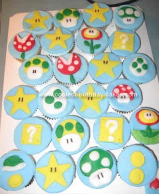 Homemade Super Mario Birthday Cupcakes: These Super Mario Birthday Cupcakes were made for my son's 10th birthday.  I made them with a mix and used silver cupcake liners.  Just after removing Mario Cupcakes, Super Mario Cupcakes, Mario Bros Cake, Mario Cake, Cupcake Photos, Mario Bros Birthday, Super Mario Birthday Party, Party Hardy, Mario Birthday Party