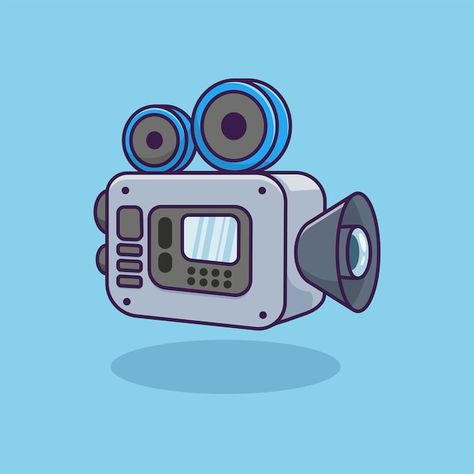 Movie camera with film roll cartoon icon... | Premium Vector #Freepik #vector #video-tape #film #film-negative #camera-reel Camera Illustration, Graphic Icons, Film Roll, Film Reels, Movie Camera, Illustration Style, Web Blog, Cartoon Icons, Video New