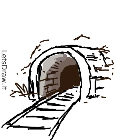 Try to copy this drawing of tunnel or watch it in our video player and use it as a step by step tutorial to learn how to draw. Tunnel Drawing, Train Sketch, Road Drawing, Ty Dye, Train Drawing, Train Art, Simple Designs To Draw, Drawing Simple, Drawing Games