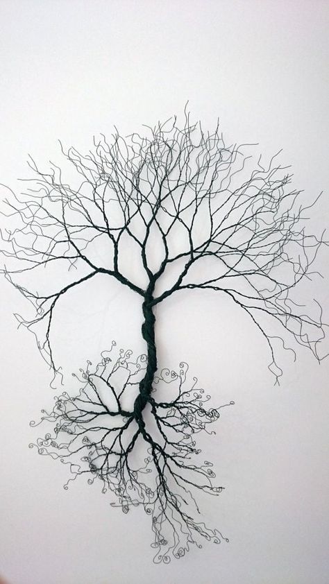 46 Inventive DIY Wall Art Projects And Ideas For The Weekend Metal Tree Art, Tree Of Life Artwork, Boom Kunst, Tree Of Life Wall Art, Art Fil, Wire Wall Art, Wire Art Sculpture, Tree Of Life Art, Wall Art Ideas