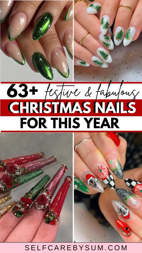 christmas nails Christmas Nail Designs Holiday, Holiday Nails Christmas, Nail Designs Pictures, Christmas Manicure, Red Christmas Nails, Christmas Nails Easy, Cute Christmas Nails, Red Nail Designs, Holiday Nail Art