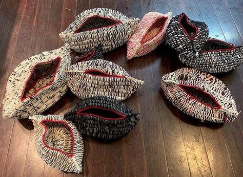 Crochet Vessels, Sculptural Basketry, Contemporary Baskets, Art Weaving, Coiled Fabric Basket, Fiber Art Projects, Fiber Sculpture, Coiled Baskets, Textile Sculpture