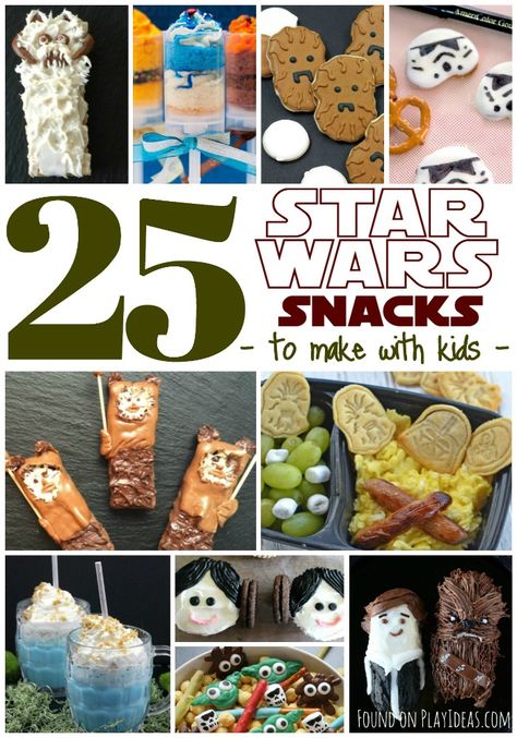 25 Star Wars Snacks To Make With Kids Birthday Party For Men Ideas, Snacks To Make With Kids, Star Wars Essen, Birthday Party For Men, Star Wars Snacks, Star Wars Party Food, Wookie Cookies, Star Wars Theme Party, Star Wars Food