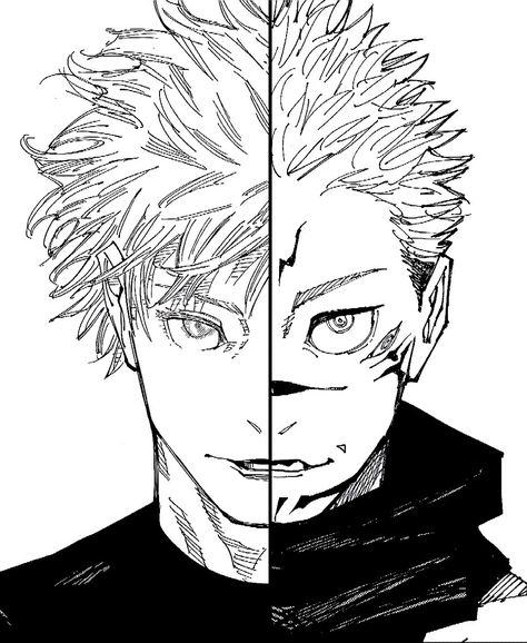 Gojo Satoru And Sukuna, Gojo Satoru Sukuna, Kaws Painting, Best Anime Drawings, Bleach Anime Art, Anime Dragon Ball Goku, Anime Monochrome, Gojo Satoru, Bleach Anime