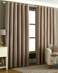 Model Gorden, Lounge Curtains, Sheers Curtains Living Room, Curtains Living Room Modern, Window Curtains Living Room, Beige Curtains, Plain Curtains, Living Room Decor Colors, Eyelet Curtains