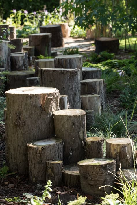 Stumpery Ideas, Yurt Decor, Log Pathway, Scottish Garden, Child Friendly Garden, Lake Landscaping, Greek Garden, Landscape Garden Design, Garden Goals