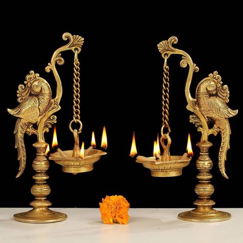 Brass Decor Indian, Indian Lamps, Fancy Items, Brass Diyas, Diwali 2024, Diya Decoration Ideas, Black Dessert, Temple Drawing, Diya Lamp