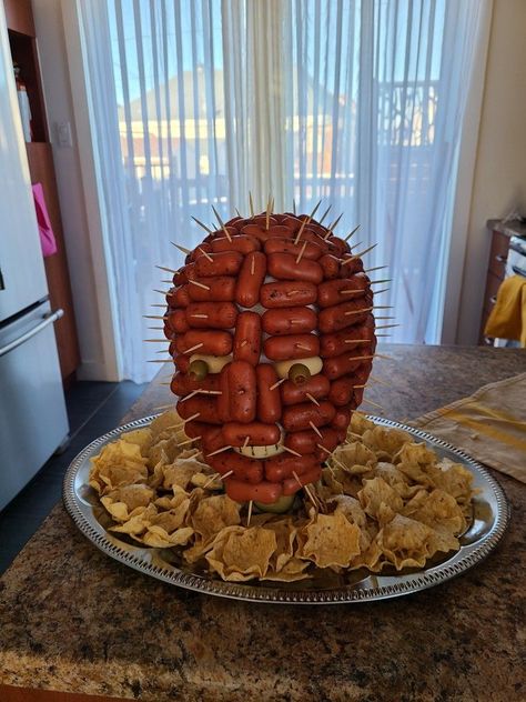 Sausage Head Halloween, Halloween Sausage Head, Sausage Halloween Food, Halloween Potluck Ideas Food, Souper Halloween, Halloween Sausage, Spooky Dishes, Spooky Disco, Gross Halloween Foods