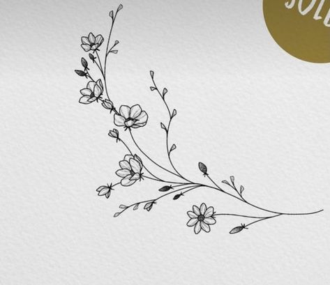 Floral Tattoo Design Dainty, Rib Vine Tattoos For Women, Floral Tattoo Design Ribs, Dainty Floral Vine Tattoo, Fine Line Flower Vine Tattoo, Simple Flower Vine Tattoo, Minimal Vine Tattoo, Vine Ribcage Tattoo, Hip Vine Tattoo