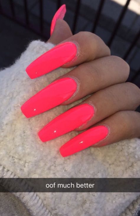 Coral Acrylic Nails, Summer Nails Neon, Acrylic Nails Natural, Bright Summer Acrylic Nails, Nails Yellow, Her Nails, Disney Nails, Summer Acrylic Nails, Pink Acrylic Nails