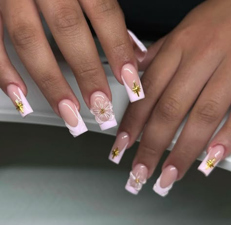 Latina Nails Short Square, Medium Length Nails Acrylic Square Design, Light Pink Acrylic Nails, Hello Nails, Acrylic Nail Set, Work Nails, French Acrylic Nails, French Tip Acrylic Nails, Girly Acrylic Nails