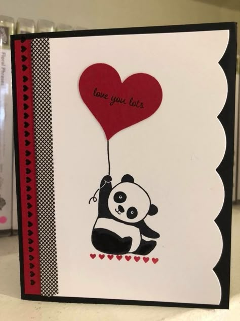 Walentynki Kartki Diy, Bathroom Curtains Ideas, Valentines Day Wallpaper, Valentines Day Cards Handmade, Homemade Holiday Cards, Wallpaper Painting, Panda Card, Valentine Love Cards, Bathroom Upgrade