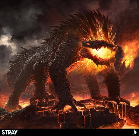 "Project Beasts" by Stray Studios Fire Monster, Arte Doodle, Dungeons And Dragons Classes, Scary Monsters, New Fantasy, Creature Drawings, Monster Concept Art, Fantasy Setting, Fantasy Monster