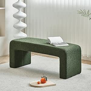 Modern U Shaped Ottoman Bench, Upholstered Sherpa Fabric End of Bed Bench, Boucle Entryway Bench & Dining Bench, Comfy Footrest Stools for Living Room, Hallway(120x42x44cm(47x16x17inch), Green) End Of Bed Bench, Bed Bench, Entryway Furniture, Ottoman Bench, Bench With Storage, Smart Home, Entryway Bench, Home Decor Furniture, Storage Furniture