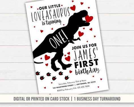 #valentinesday #valentinesprintables #valentinesbirthday February Birthday Party Ideas, Valentines Birthday Party, Valentine Invitations, Dinosaur Invitations, Dinosaur Birthday Invitations, Valentines Birthday, 1st Birthday Themes, First Birthday Themes, Dinosaur Birthday Party