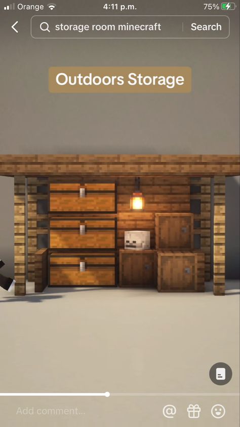 Minecraft Outdoor Storage, Minecraft Storage Room, Minecraft Storage, Minecraft Commands, Minecraft Wall, Minecraft Banners, Minecraft Builds, Storage Room, Outdoor Storage