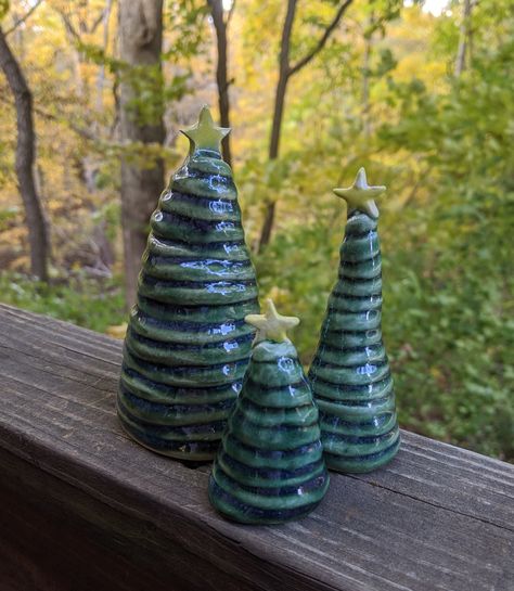 Coil handmade trees Coil Pottery Christmas Trees, Tree Ceramics, Trees Pottery, Beach Waves Hair, Christmas Pottery, Christmas Ceramics, Balayage Ideas, Coil Pottery, Pottery Projects