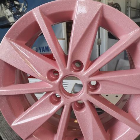 Sparkle pink rims just out of the oven! #gorillacoatings, #gorillacoatingsbarrie, # #rims, #powdercoating, #happycustomers,… Pink Rims White Car, Girly Car Rims, Cute Car Rims, Hello Kitty Car Accessories, Kawaii Car, Pink Wheels, Pink Car Accessories, Pink Cars, Car Rims