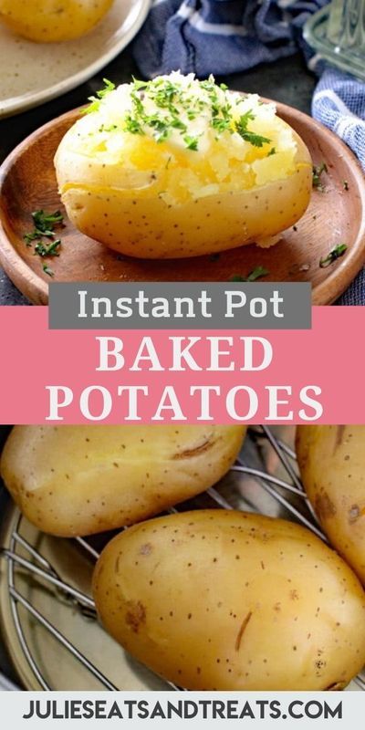 Light, fluffy baked potatoes made in your Instant Pot! Grab your pressure cooker and make these fabulous Instant Pot Baked Potatoes. They perfect side dish for your pressure cooker! #instantpot #bakedpotatoes Instant Pot Baked Potatoes, Instant Pot Pasta Recipe, Best Instant Pot Recipe, Healthy Instant Pot Recipes, Instant Pot Recipes Chicken, Instant Recipes, Easy Instant Pot Recipes, Instant Pot Dinner Recipes, Baked Potatoes