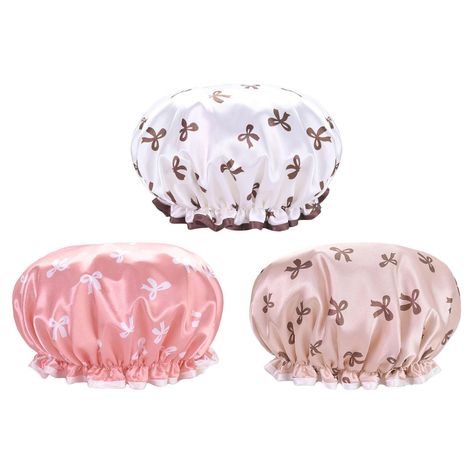 Shower Cap Women Bath Hat Hair Reusable Elastic Cover Waterproof Home Bathing DESCRIPTION Bullet Points: Waterproof Bath Hat: No more wet hair with this shower hat for women. It has a soft and waterproof lining that makes your shower experience comfortable and easy. You'll love how it protects your hair in the bathroom. Elastic Bath Hat: This shower hat for women has a thickened material that keeps your hair dry and clean. It also has a wide elastic band that fits your head well. This shower hat is a lovely gift for women who enjoy showers. Trendy Bow Patterns: This shower hat has a wood ear edge design that makes you look more attractive and charming. The hat also has bow patterns that are lovely and fashionable, and that go well with your nightclothes. Double-layer Design: This shower ha Shower Cap Aesthetic, Bathing Caps Vintage, Ulta Shower Cap, Bath Headband, Bathing Cap, Trendy Bows, Hair Dry, Cap Women, Hat Hair