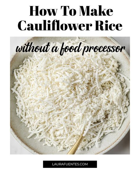 Learn how to make cauliflower rice without a food processor. Instead, I show you how to use a cheese grater to create the perfect riced cauliflower. Making Cauliflower Rice, Make Cauliflower Rice, Cauliflower Rice Easy, Butternut Squash Sweet, Parmesan Roasted Broccoli, Cauliflower Rice Recipe, Chicken And Sausage Jambalaya, Low Carb Side, How To Make Cauliflower