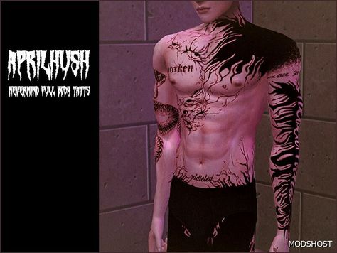 Download Nevermind Full Body Tatts Aprilhush for Sims 4 at ModsHost NOW! 7 options For men only Recoloring not allowed #male #mods #sims4cc #tattoo #sims #videogames #gaming Sims 4 Male, Sims 4 Tattoos, Sims 4 Body Mods, 4 Tattoo, Tumblr Sims 4, Full Body Tattoo, Sims 1, Sims 4 Cc Finds, Sims 4 Custom Content