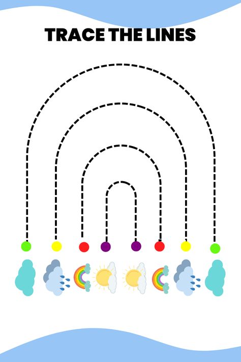 Curve Lines Worksheet For Preschool, Rainbow Worksheet Preschool, Tracing Lines Preschool Free Printable, Free Tracing Worksheets, Rainbow Tracing, Line Tracing Worksheets, Line Tracing, 2024 Books, Preschool Workbooks