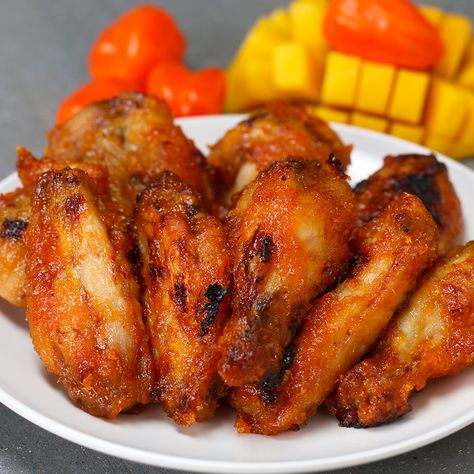 Spicy Mango Chicken Wings by Tasty Spicy Mango Chicken, Chicken Wings Bbq, Spicy Chicken Wings Recipe, Mango Chicken, Tasty Videos, Hot Spicy, Chicken Wing Recipes, Wing Recipes, Spicy Recipes