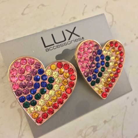 Lux Rainbow Crystal Heart Studs ~~ Brand Nwt ~~Please Respect My Items Are Already Being Sold At Lowest Possible Prices (To Include Pm Fees)!! Discounts On Bundles Only. Low Ball Offers Will Be Ignored.Thank You For Shopping My Closet! Lux Jewelry, Luxe Jewelry, Jewelry Accessories Ideas, Rainbow Crystal, Rainbow Earrings, Accessories Ideas, Heart Studs, Crystal Heart, Jewelry Accessories