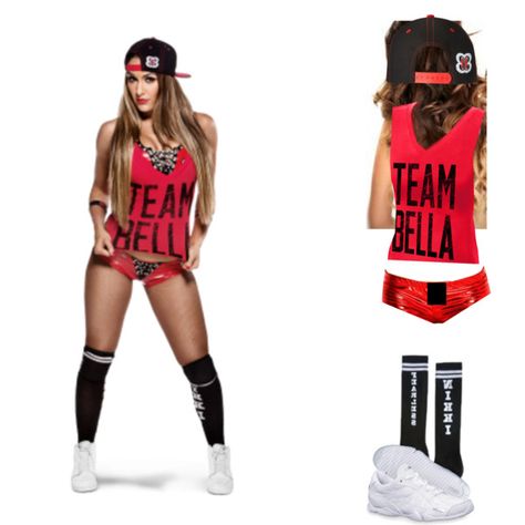 Nikki Bella by kait-ziggler-ambrose on Polyvore Wwe Halloween Costumes, Nikki Bella Costume, Wwe Halloween, Team Halloween Costumes, Wrestling Outfits, Wwe Outfits, Nikki And Brie Bella, Halloween Party Outfits, Trendy Halloween Costumes