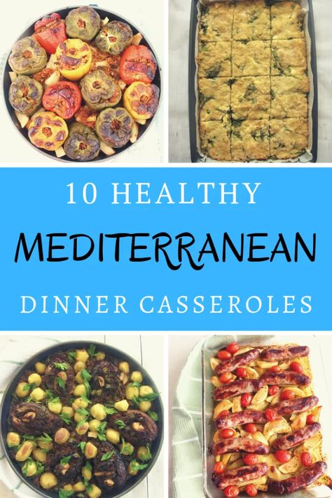 A compilation of healthy, Mediterranean casseroles. #mealplanning, #dinner, #mediterranean, #mediterraneanfood, #healthy, #familydinners, #mediterraneanlatinloveaffair, #healthyfood, #healthymeals, #familyfavorites, #kidsfavoritedinners Inexpensive Mediterranean Meals, Mediterranean Batch Cooking, Mediterranean Diet Recipes Family Friendly, Easy Mediterranean Family Dinners, Mediterranean Dinner Ideas Easy, Freezable Mediterranean Meals, Family Friendly Mediterranean Meals, Mediterranean Casserole Recipes Healthy, Mediterranean Diet Family Meals