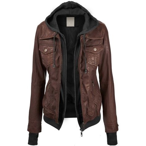 LL Womens Hooded Faux leather Jacket ($17) ❤ liked on Polyvore featuring outerwear, jackets, tops, coats, coats & jackets, vegan jackets, hooded jacket, fake leather jacket, brown faux leather jacket and synthetic leather jacket For One, Pastel Outfit, Hooded Faux, Faux Leather Jacket, Brown Leather Jacket, 가을 패션, Leather Jackets Women, Looks Style, Faux Leather Jackets